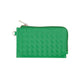 Faux Leather Basket Weave Flat Card Holder Wallet with Wristlet - Kelly Green - Wallets