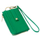 Faux Leather Basket Weave Flat Card Holder Wallet with Wristlet - Wallets
