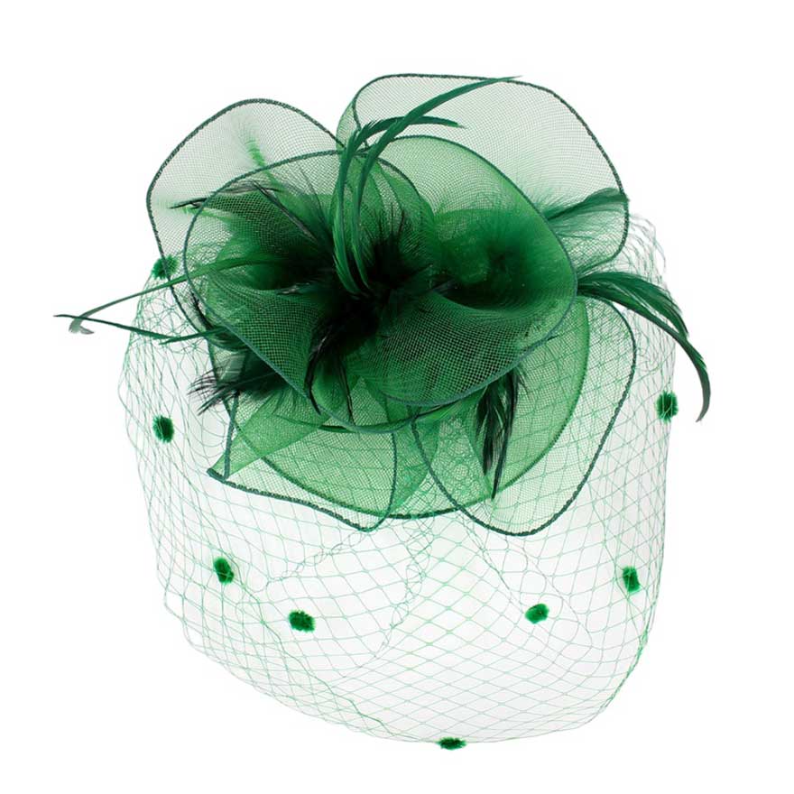 Green Feather Mesh Flower Fascinator Headband, will take your outfit to the next level. Crafted with intricate mesh flowers, this accessory is perfect for adding a touch of elegance to your look. The feather detailing provides a unique texture, making it a piece of statement. Perfect for any occasion or as an exquisite gift.