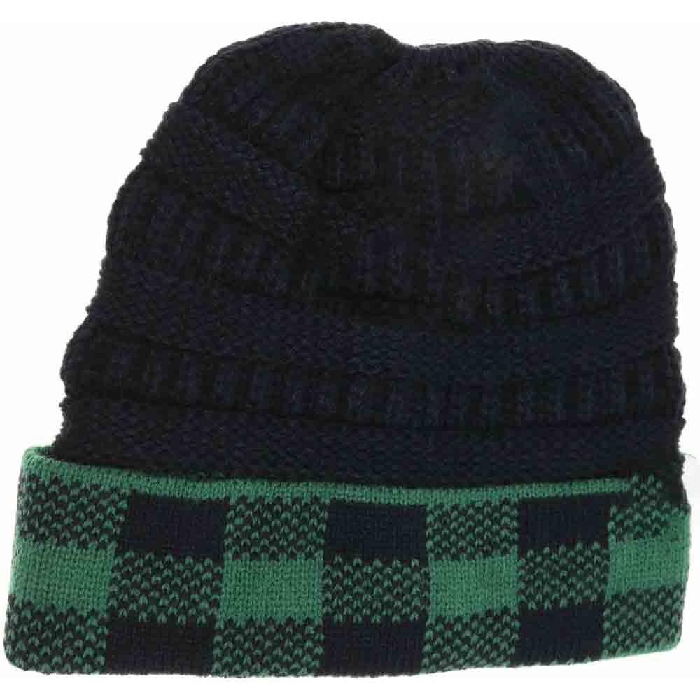 Green-Navy The Buffalo Check CC Beanie Tail combines classic style with practical warmth. Crafted from soft, durable fabric featuring a timeless buffalo check pattern, it provides cozy comfort for cooler days. Its loose, slouchy fit accommodates various hairstyles, making it perfect for everyday wear or outdoor activities in crisp weather. This beanie offers both functional protection from the cold and a versatile, stylish addition to any seasonal wardrobe.