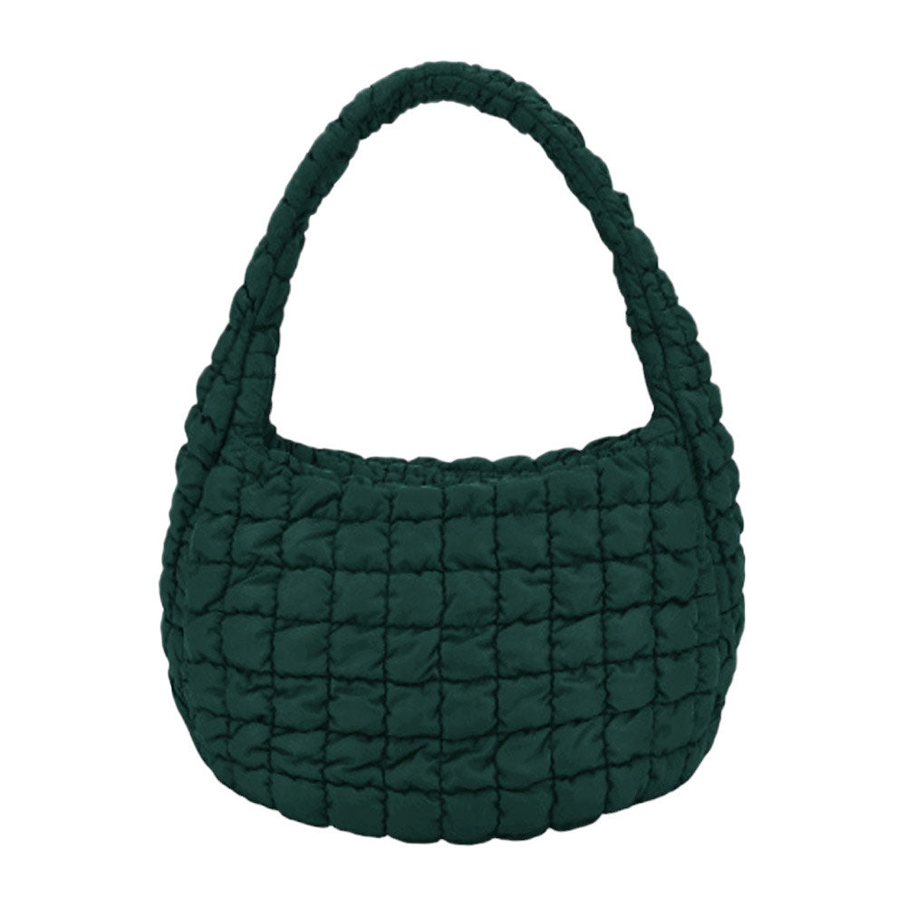 Green Quilted Puffer Shoulder Crossbody Bag, Stay warm and stylish with this bag. Made of durable material, it is insulated to keep you cozy in the coldest conditions. The shoulder straps make it comfortable and convenient to carry, so you can bring everything you need with ease. Perfect for gifting on every occasion.
