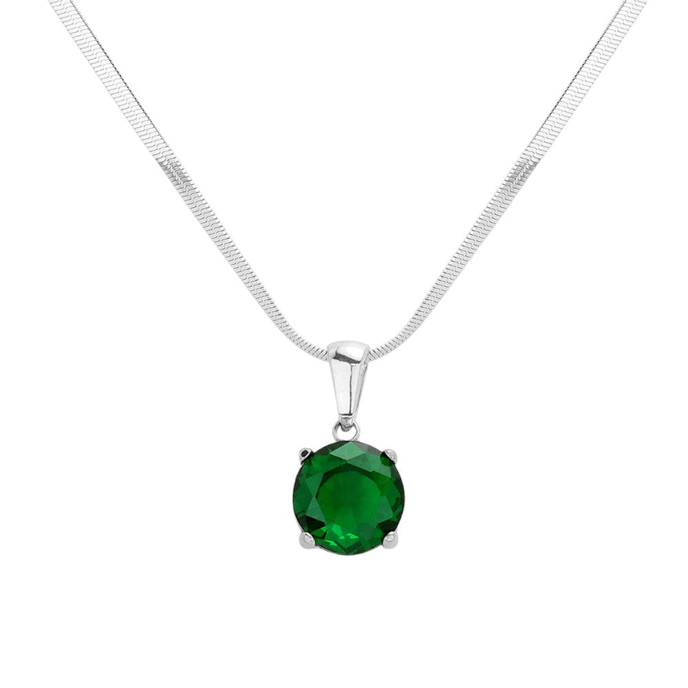 Green Stainless Steel CZ Round Pendant Necklace is a stylish and durable accessory. Crafted from high-quality stainless steel, this necklace is resistant to tarnishing and fading. Featuring a sparkling CZ round pendant, it adds a touch of elegance to any outfit. Upgrade your jewelry collection with this timeless piece. 