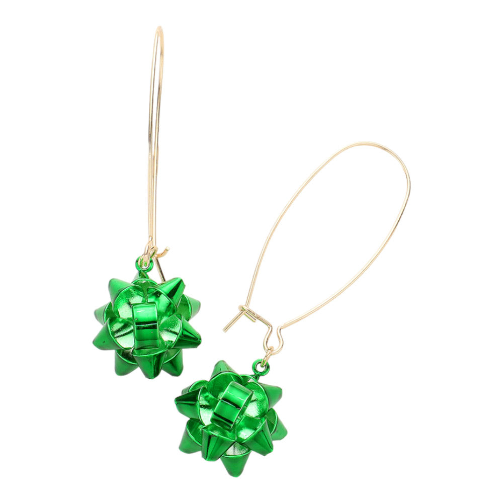 Green Trendy Christmas Gift Bow Dangle Earrings, are beautifully designed with a bow theme that will make a glowing touch on everyone. These beautiful earrings are the ultimate representation of your class & beauty. These are the perfect gift for Christmas, especially for your friends, family, and the persons you love.