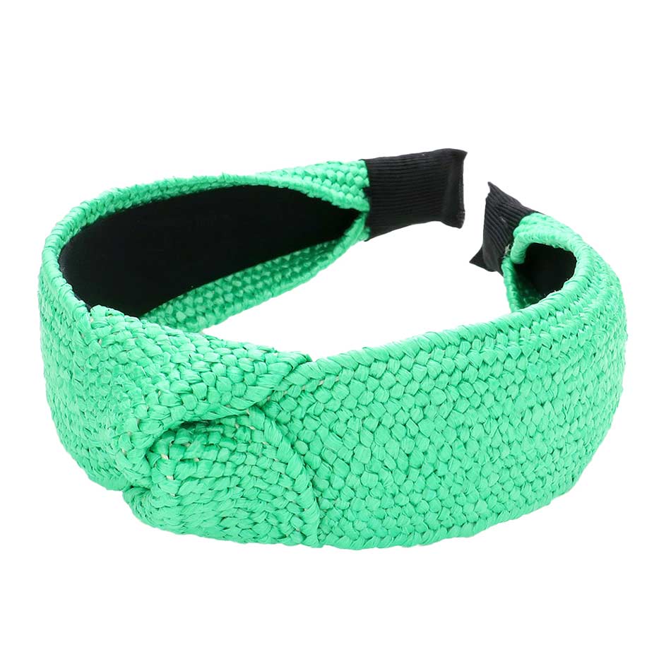 Green Trendy Straw Knot Burnout Headband, create a natural & beautiful look while perfectly matching your color with the easy-to-use straw knot burnout headband. Add a super neat and trendy knot to any boring style. Perfect for everyday wear, outdoor festivals, and more. Awesome gift idea for your loved one or yourself.