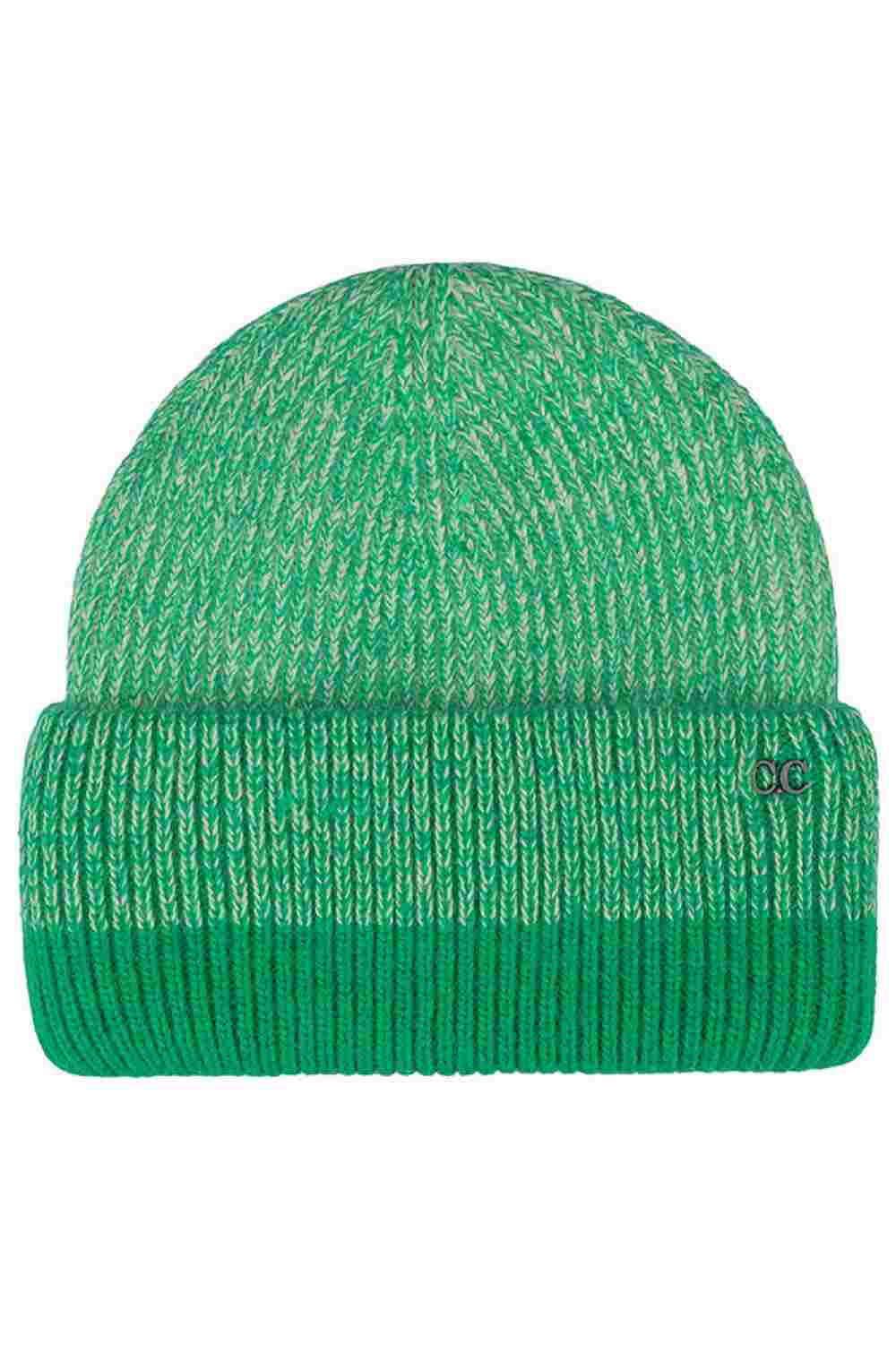 Green C.C Two Tone Heather Stripe Cuff Beanie Winter Hat features a stylish two-tone heathered stripe design with a classic cuff for a cozy, everyday winter look. Made with a soft stretch knit, it offers warm comfort and an easy fit while adding casual charm to cold-weather outfits.