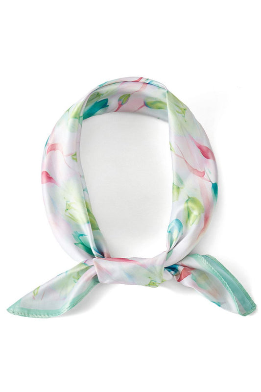 Green Brighten your summer style with this lightweight floral bandana scarf. Crafted from 100% polyester, it's breathable and perfect for warm weather wear. The generous 27.5" x 27.5" square design offers versatile styling options wear it as a headscarf, neck wrap, or accessory. The vibrant floral print adds a fresh, feminine touch to any outfit. Ideal for beach days, casual outings, or adding a pop of color to your wardrobe.