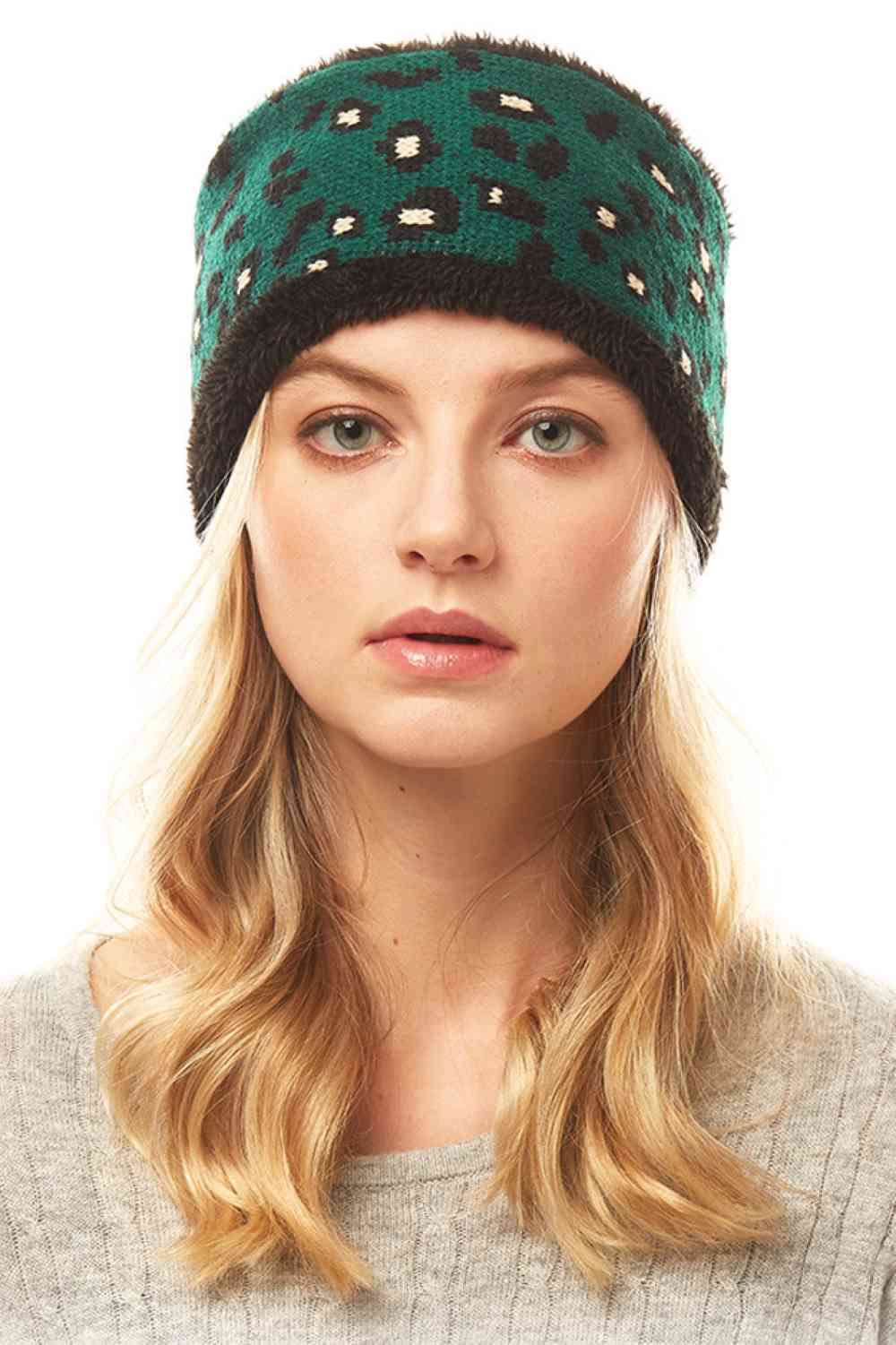 Green Stay stylish with this eye-catching Leopard Print Headband. Crafted from a comfortable blend of 50% polyester and 50% acrylic, this versatile accessory measures 4" x 10" and fits one size. Perfect for keeping hair in place while adding a bold fashion statement to any outfit. Whether you're heading to the gym, running errands, or just want an instant style upgrade, this headband delivers both function and flair.
