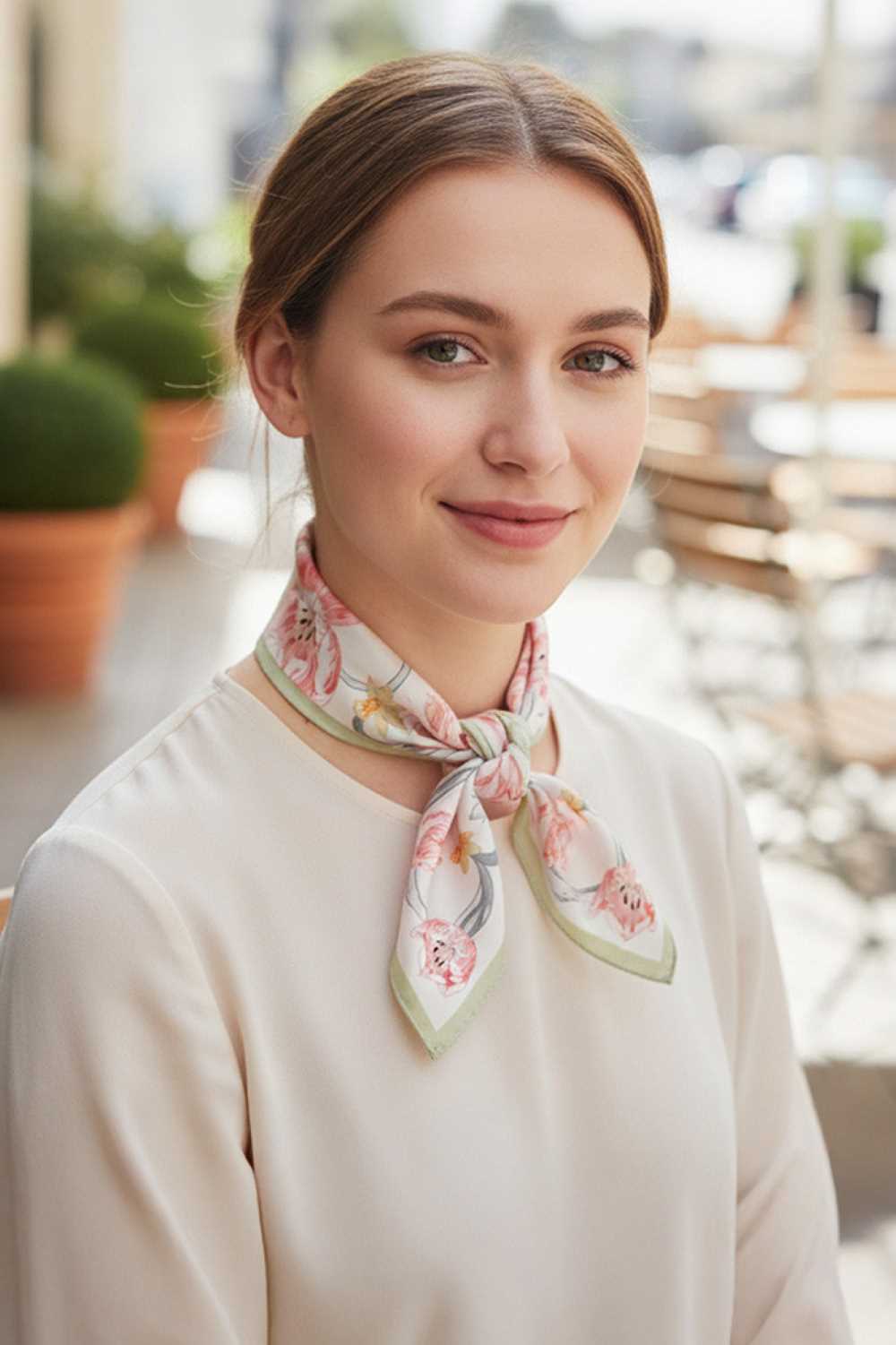 Green Elevate your accessory game with this versatile bandana scarf, featuring a rhythmical floral print that brings effortless style to any outfit. Crafted from 100% polyester, this lightweight, silky fabric drapes beautifully and feels luxurious against your skin. At 27.5" x 27.5", it's the perfect size to wear as a headscarf, neck wrap, or tied around your wrist. Its smooth texture and all-season weight make it ideal for layering in cooler months or wearing solo when temperatures rise. Whether you're dre
