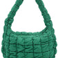 Green Compact quilted bag crafted from durable 100% polyester with a timeless solid design. Measuring 8.7" x 11.8" x 3.15", it's the perfect size for everyday essentials, travel accessories, or as a versatile organizer. The quilted texture adds visual interest and subtle structure. Ideal for on-the-go convenience with a sleek, minimalist aesthetic that pairs effortlessly with any outfit.