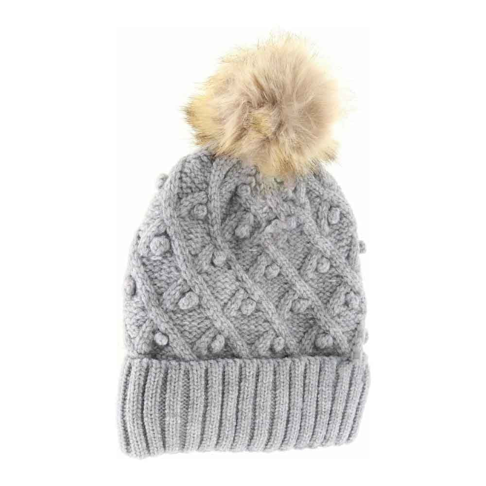 GreyMix Bobble Knit Fur Pom C.C Beanie offers expert-level warmth and style, combining a durable knit fabric with a soft, luxurious fur pom for a refined winter accessory. Designed for a secure, comfortable fit, this beanie effectively retains heat while enhancing any cold-weather outfit with its premium materials and timeless design. Ideal for staying cozy without sacrificing sophistication during colder seasons. 