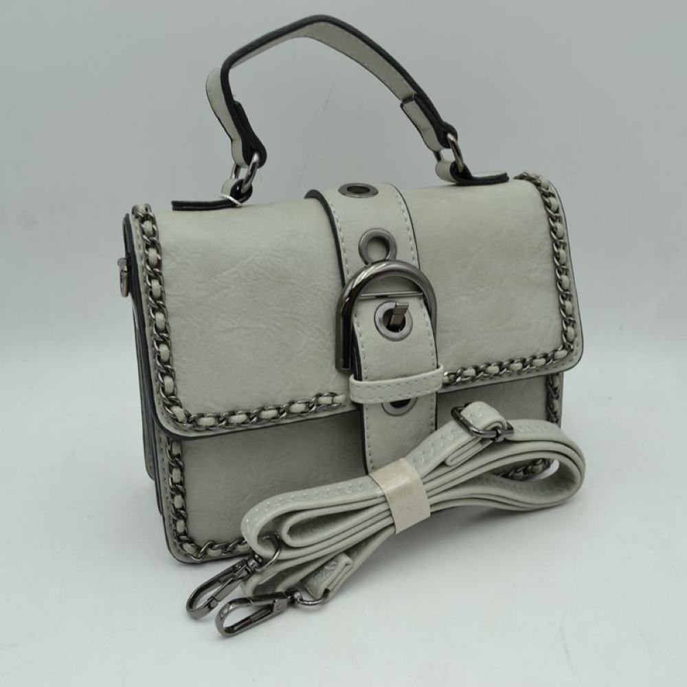 Grey Add a touch of structured elegance to your look with this chic top-handle satchel bag. Designed for the modern trendsetter, it seamlessly blends classic vintage vibes with contemporary edgy accents.