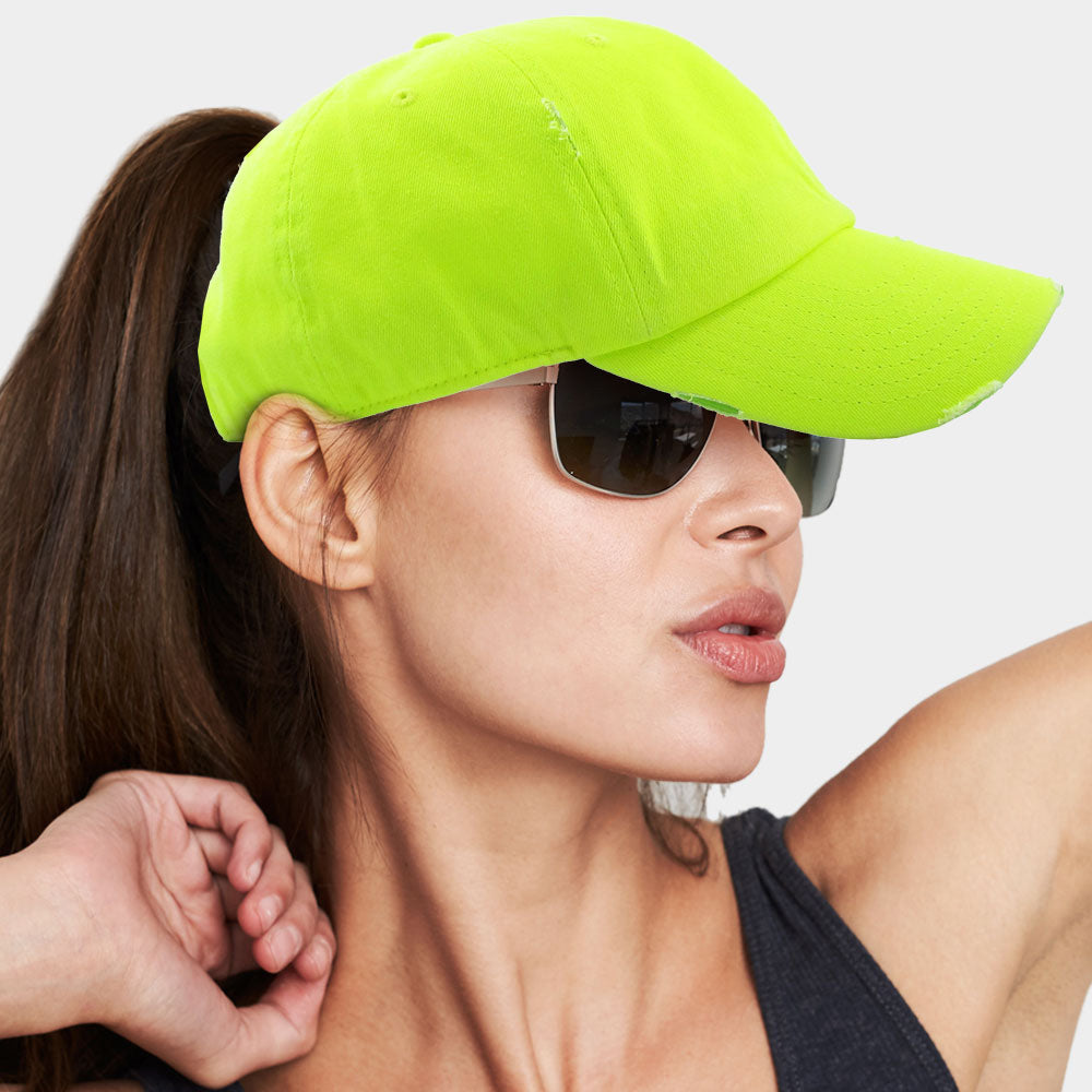 Madeline Love Lime, Neon Vintage Ponytail Baseball Cap - Hats