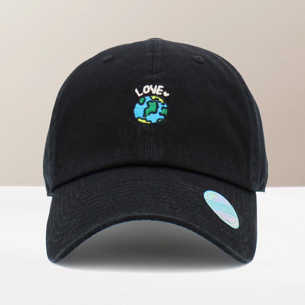 Madeline Love Black Love Earth Embroidered Baseball Cap - Hats
