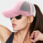 Madeline Love Pink Vintage Mesh Back Ponytail Baseball Cap - Hats