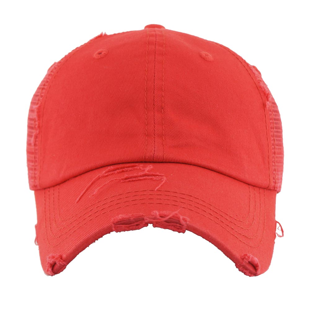 Madeline Love Red Vintage Mesh Back Ponytail Baseball Cap - Hats - extra