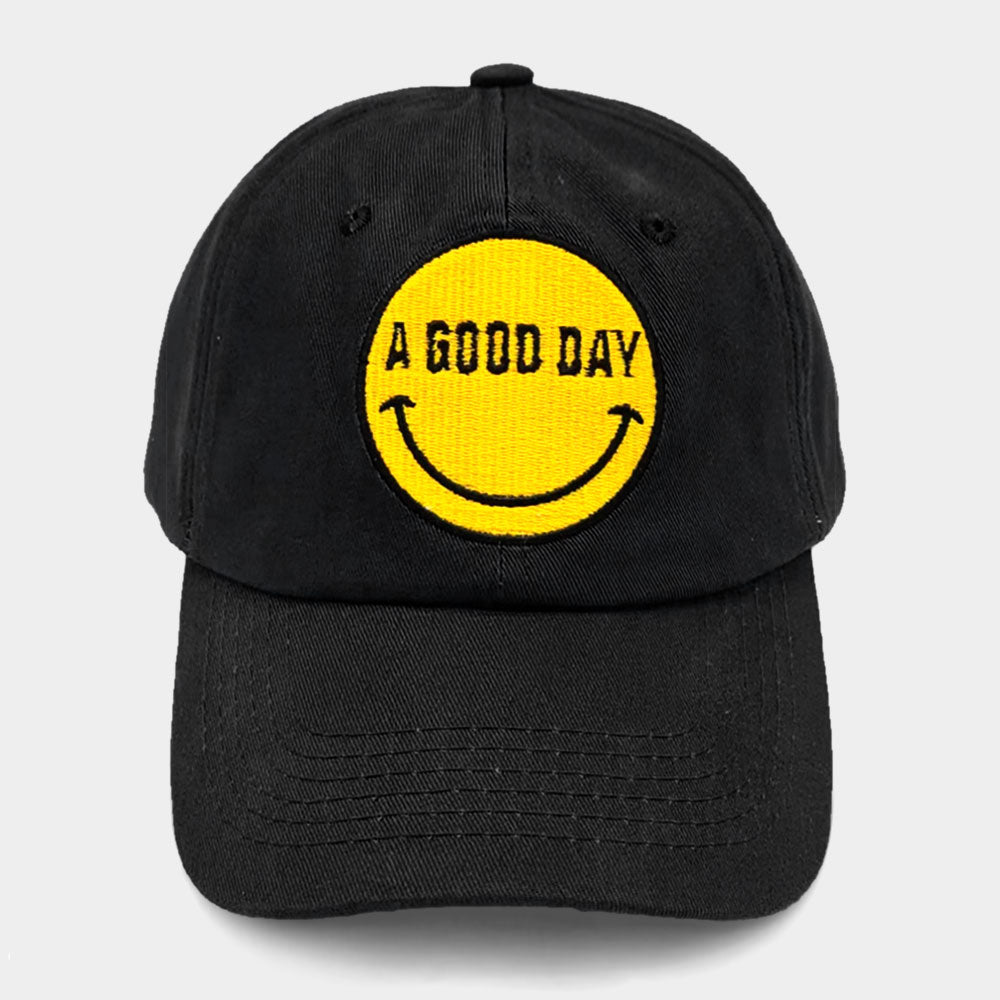 Madeline Love Black Smile A GOOD DAY Message Baseball Cap - Hats