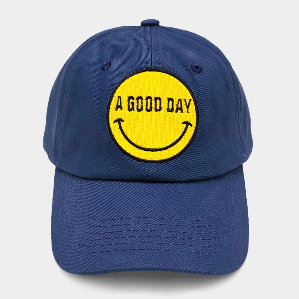 Madeline Love Navy Smile A GOOD DAY Message Baseball Cap - Hats