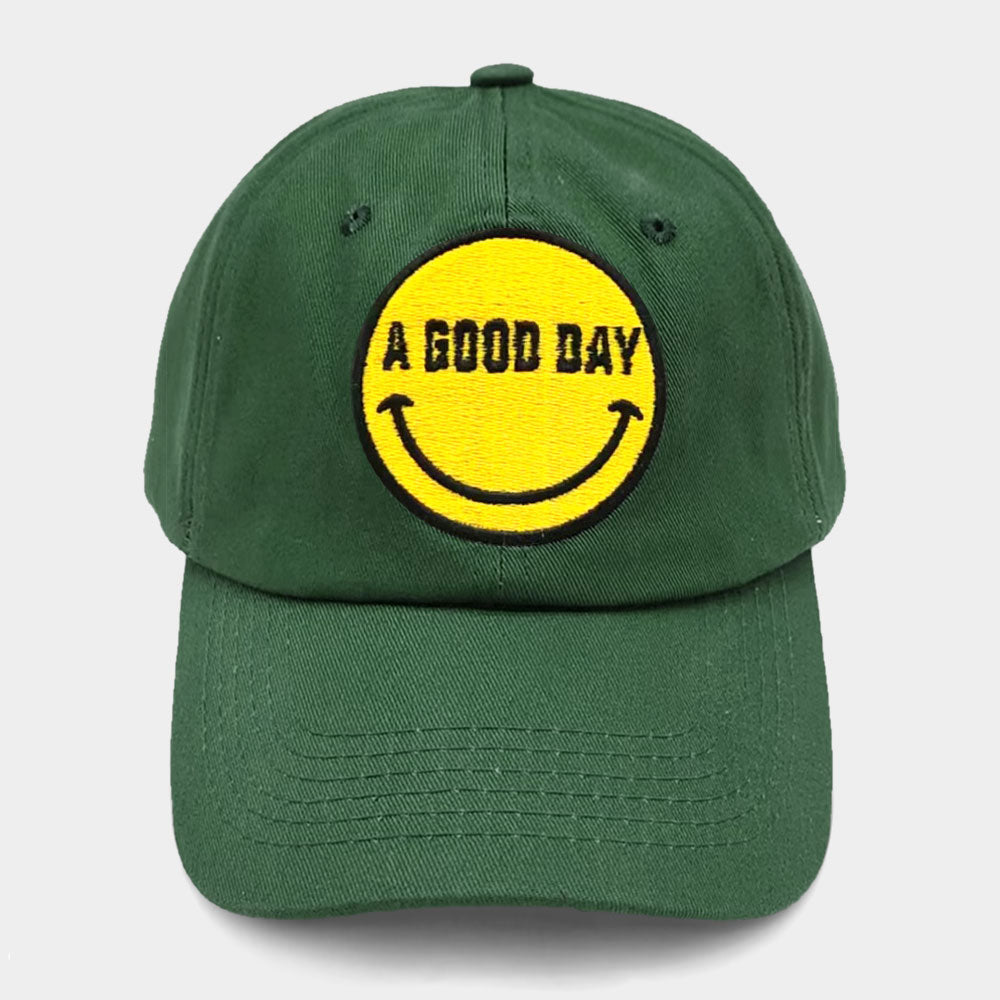 Madeline Love Green Smile A GOOD DAY Message Baseball Cap - Hats