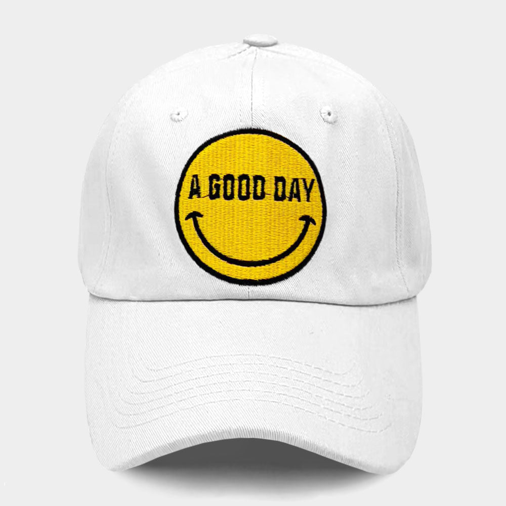 Madeline Love White Smile A GOOD DAY Message Baseball Cap - Hats