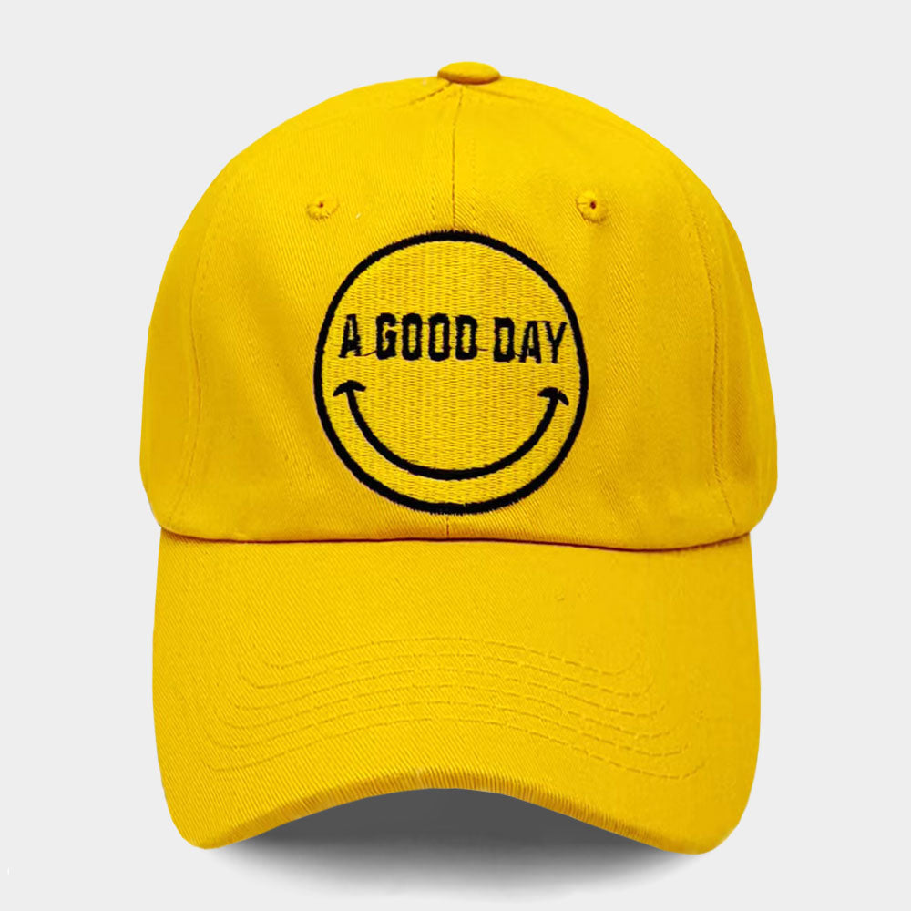 Madeline Love Yellow Smile A GOOD DAY Message Baseball Cap - Hats