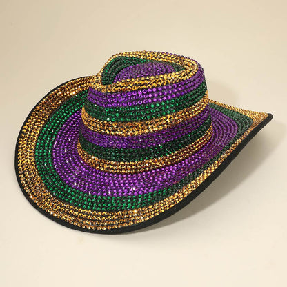 Madeline Love Multi Rhinestone Studded Mardi Gras Fedora Hat - Hats