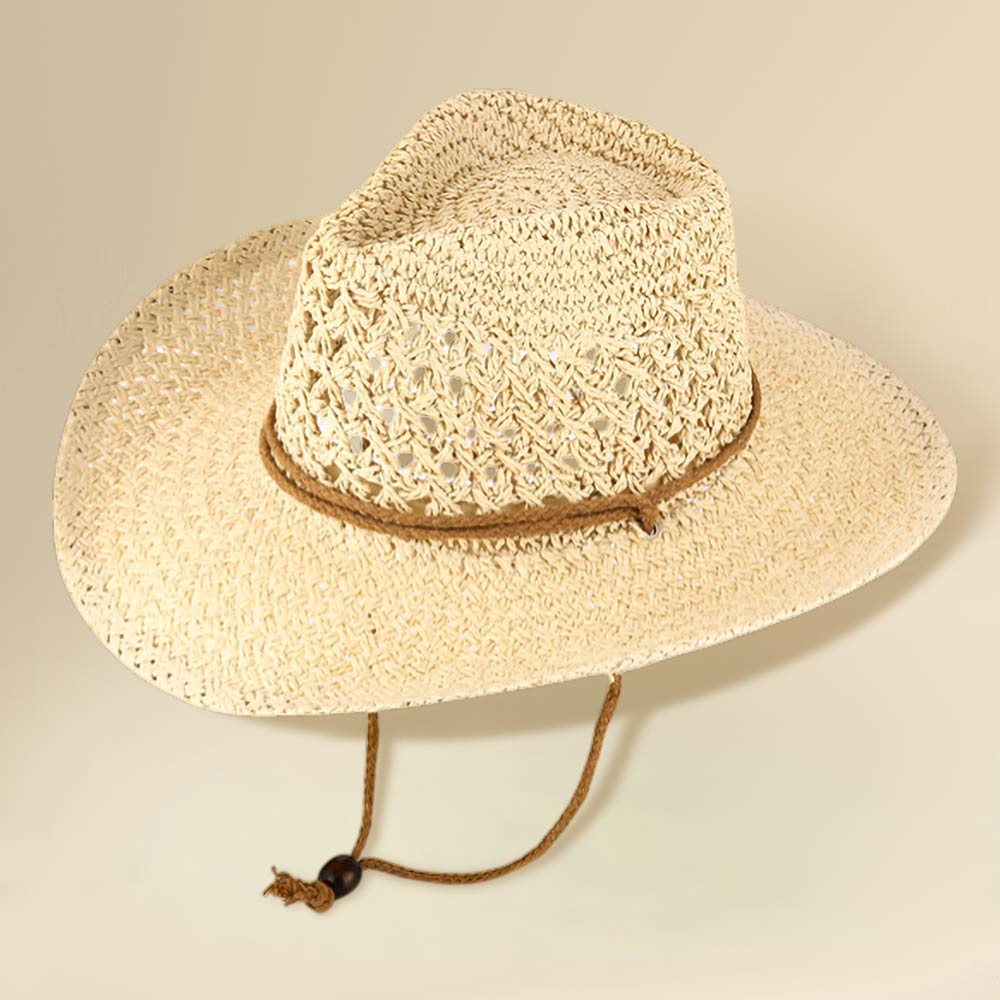 Madeline Love Beige Woven Wide Brim Summer Beach Sun Fedora Hat - Hats - extra