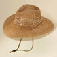 Madeline Love Khaki Woven Wide Brim Summer Beach Sun Fedora Hat - Hats