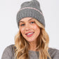 Madeline Love Charcoal Two Tone Line Detailed Beanie Hat - Hats