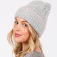 Madeline Love Gray Two Tone Line Detailed Beanie Hat - Hats - desc