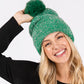 Madeline Love Green Lurex Mixed Pom Pom Beanie Hat - Hats
