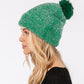 Madeline Love Green Lurex Mixed Pom Pom Beanie Hat - Hats - extra