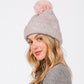 Madeline Love Pink Lurex Mixed Pom Pom Beanie Hat - Hats - desc