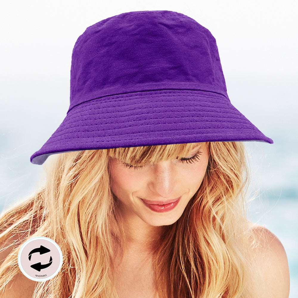 Madeline Love Purple Reversible Solid Bucket Hat - Hats