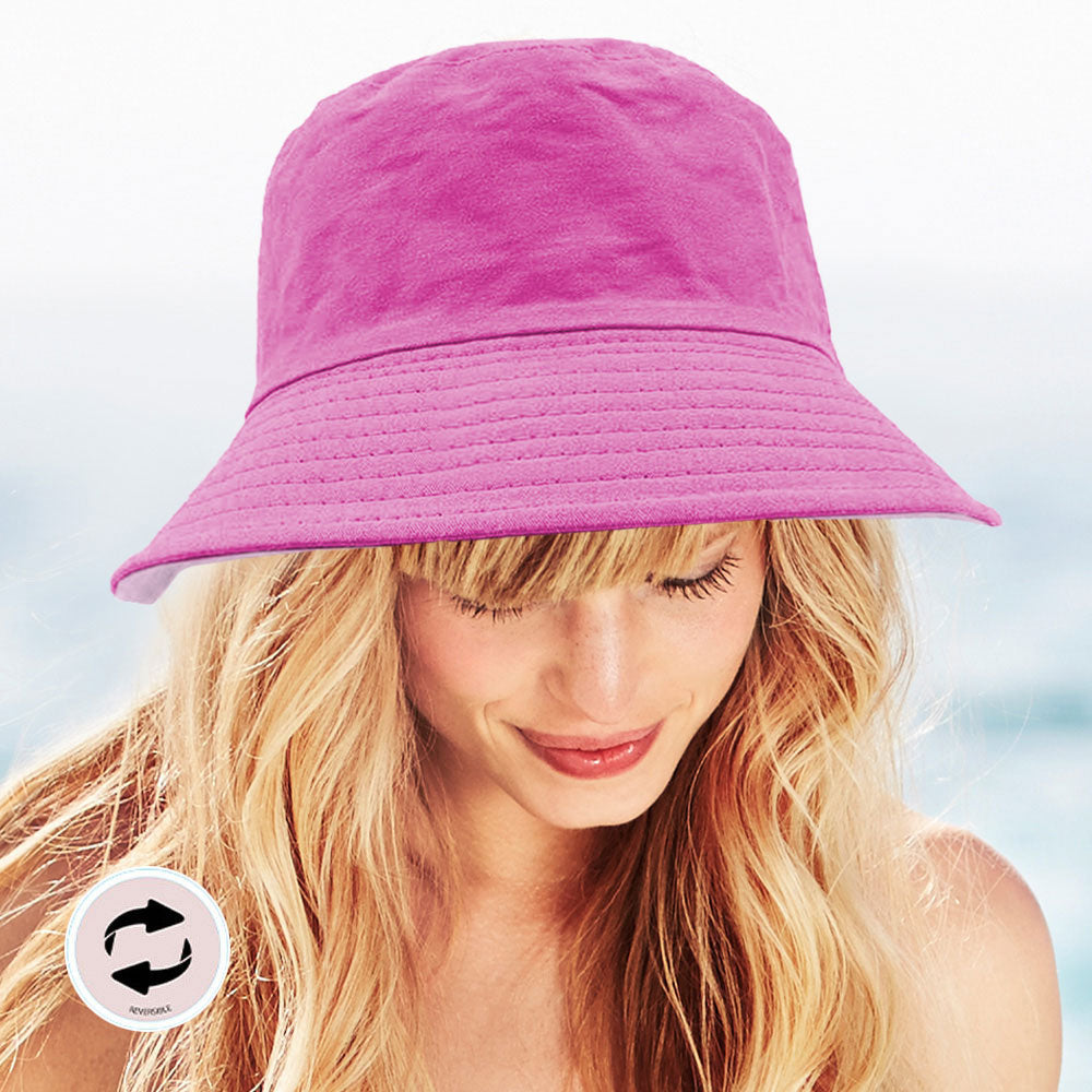 Madeline Love Fuchsia Reversible Solid Bucket Hat - Hats