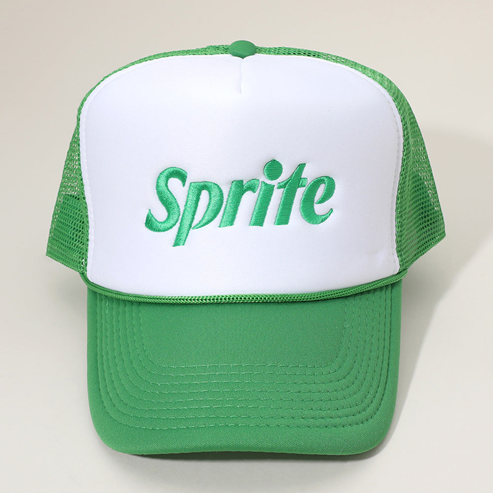 Madeline Love Green SPRITE Message Embroidered Mesh Back Trucker Cap - Hats