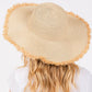 Madeline Love Beige Frayed Edge Floppy Straw Sun Hat - Hats - extra