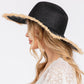 Madeline Love Black Frayed Edge Floppy Straw Sun Hat - Hats - desc