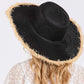 Madeline Love Black Frayed Edge Floppy Straw Sun Hat - Hats - extra