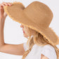 Madeline Love Taupe Frayed Edge Floppy Straw Sun Hat - Hats - extra