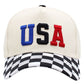 Madeline Love Black Checkered USA Embroidered Baseball Cap - Hats - desc