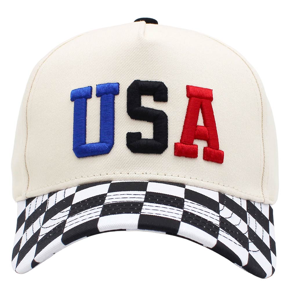 Madeline Love Black Checkered USA Embroidered Baseball Cap - Hats - desc