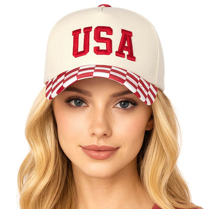 Madeline Love Red Checkered USA Embroidered Baseball Cap - Hats