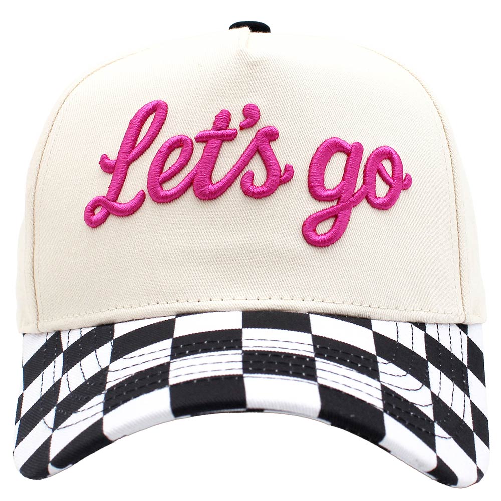 Madeline Love Black Checkered LETS GO Embroidered Baseball Cap - Hats - desc