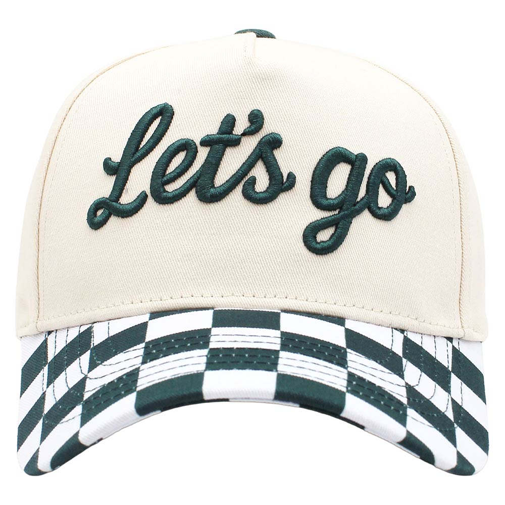 Madeline Love Green Checkered LETS GO Embroidered Baseball Cap - Hats - desc