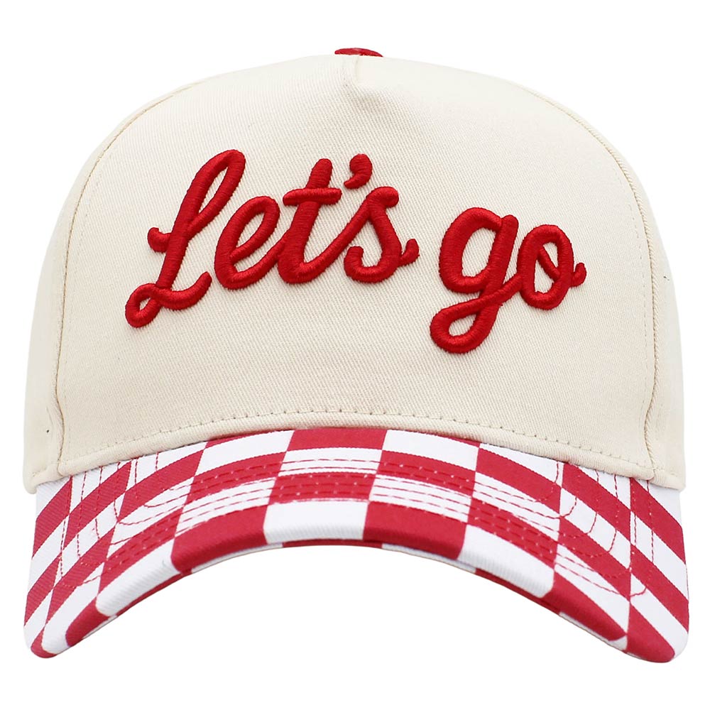 Madeline Love Red Checkered LETS GO Embroidered Baseball Cap - Hats - desc