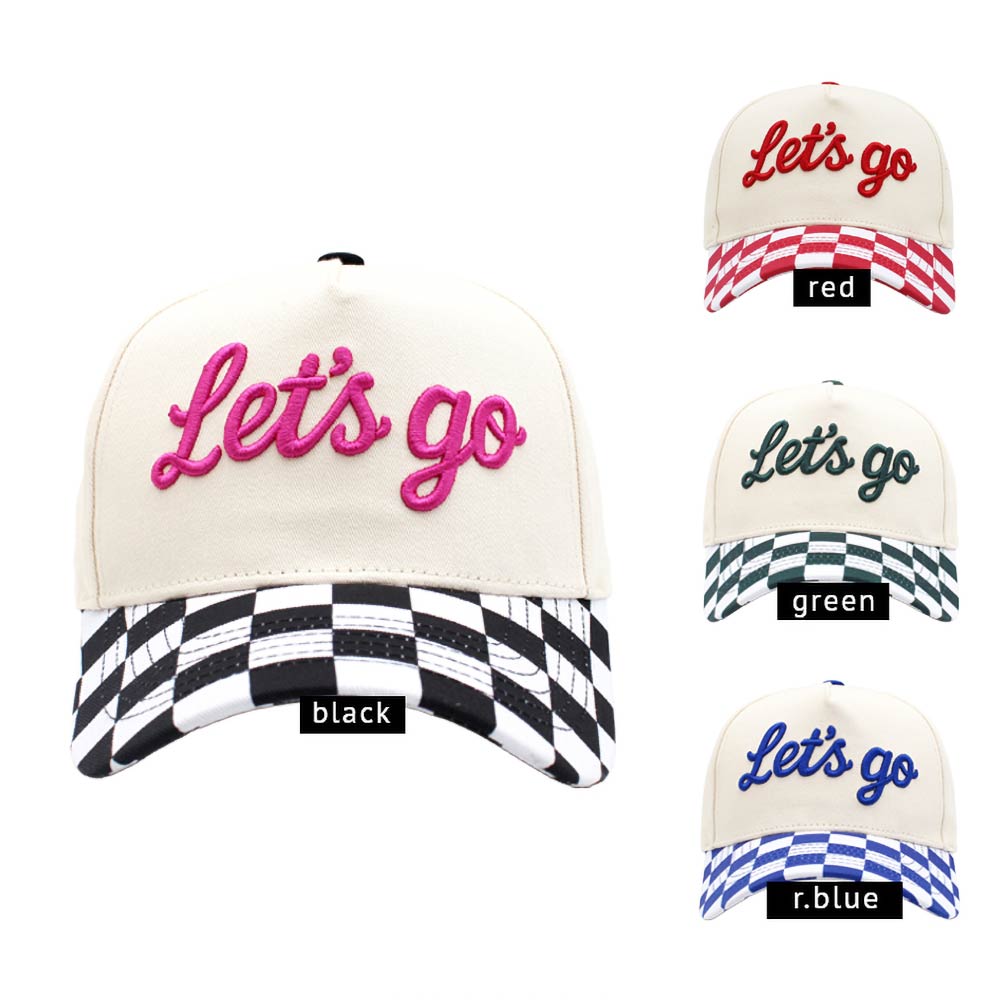 Madeline Love Red Checkered LETS GO Embroidered Baseball Cap - Hats - extra