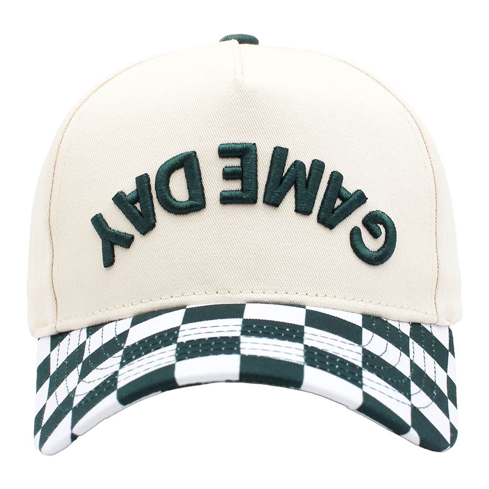Madeline Love Green Checkered GAMEDAY Embroidered Baseball Cap - Hats - desc
