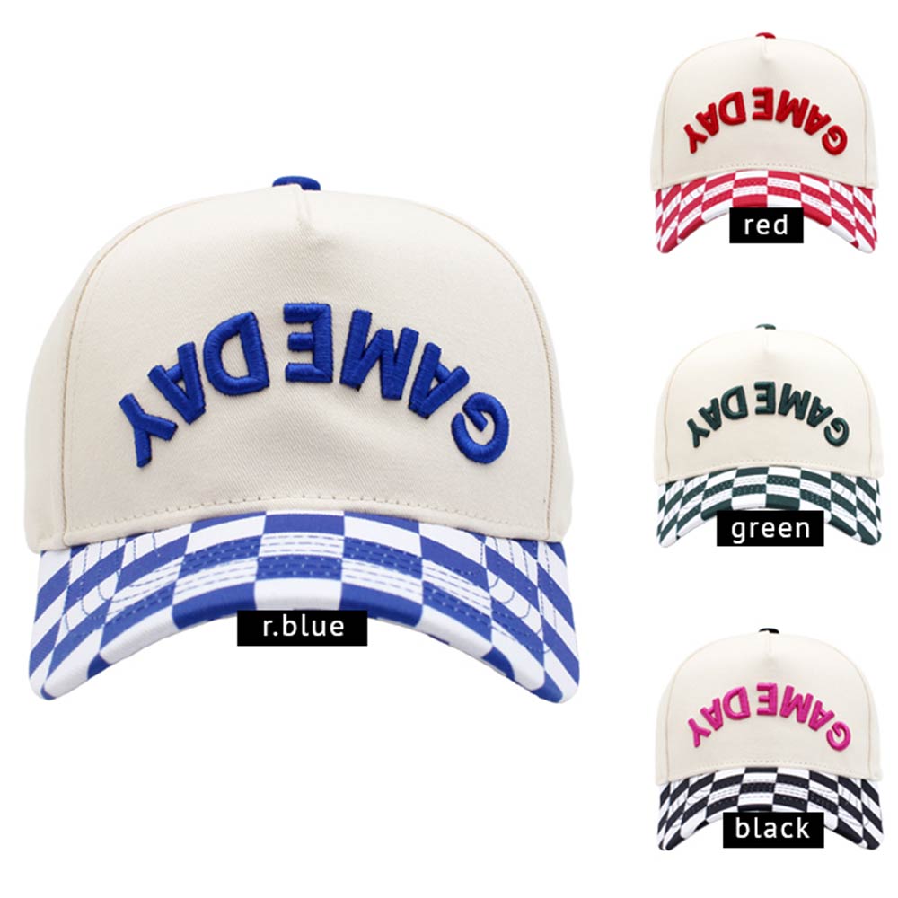 Madeline Love Royal Blue Checkered GAMEDAY Embroidered Baseball Cap - Hats - extra