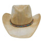 Madeline Love Beige Rustic Heishi Rhinestone Chain Band Western Straw Cowboy Hat - Hats - desc