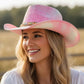 Madeline Love Pink Rustic Heishi Rhinestone Chain Band Western Straw Cowboy Hat - Hats